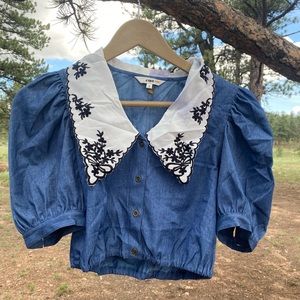 Cottagecore cute details crop top